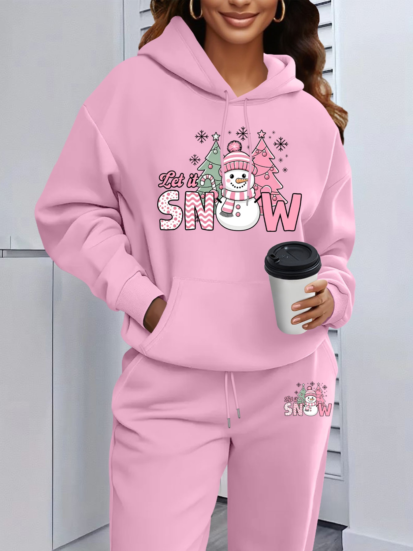 Matcha - Dames 2-delige winteroutfit: sweatshirt met capuchon