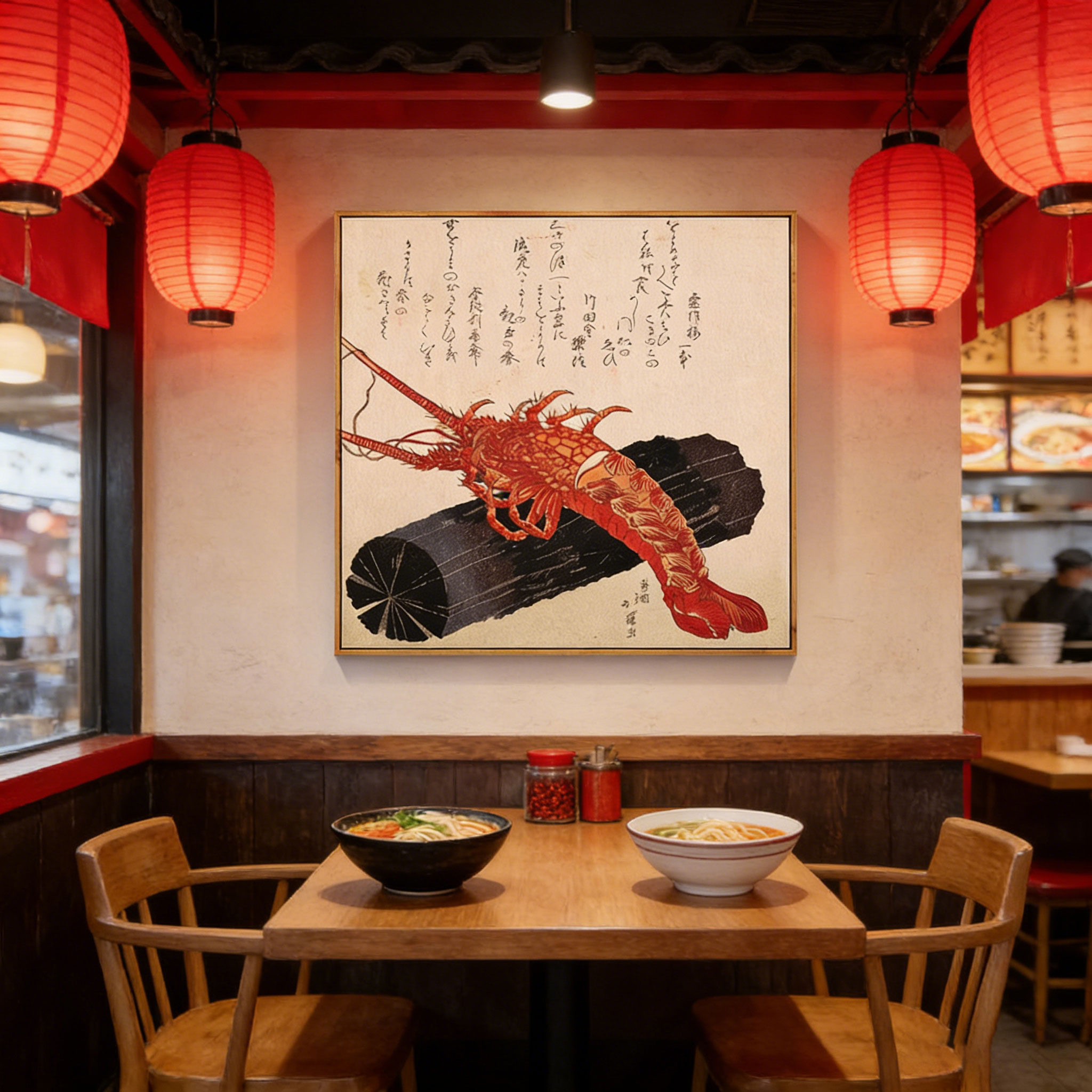 Japanese Restaurant Lifestyle - Japanse Ukiyo-e stijl kreeft canvas poster