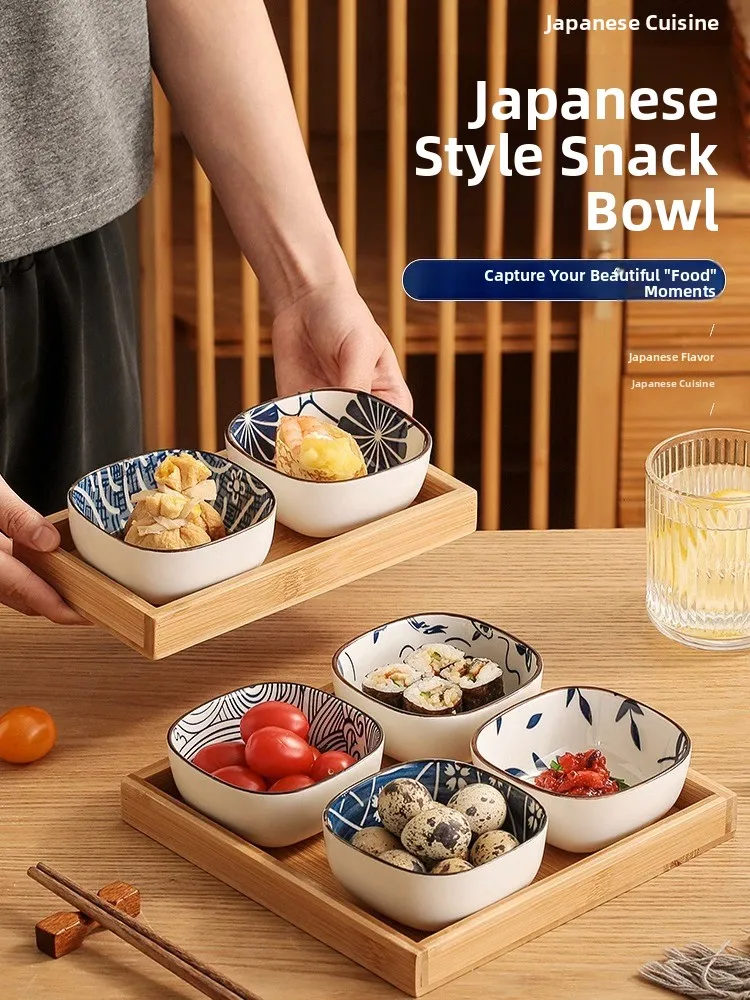 Japanese Snacks - Japanse stijl keramische kruidenplaat vierkant voor