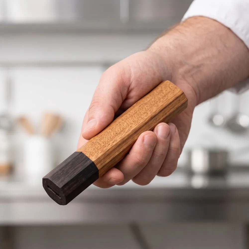 Japanese Knife - Massief houten, achthoekige handgreep, gepolijste houten