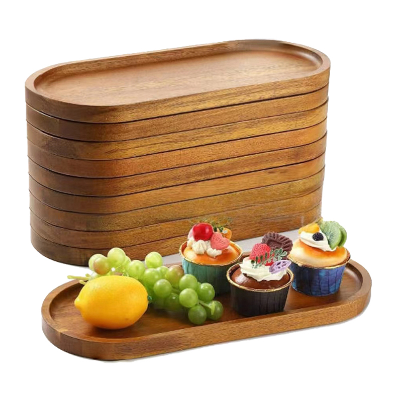 Japanese Snacks - Servies Massief Houten Dienblad Ronde Rechthoek