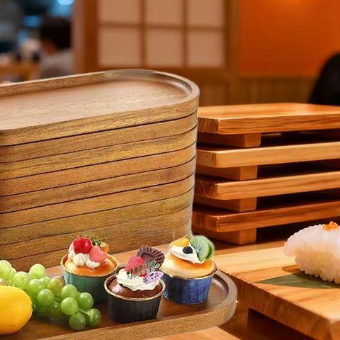 Japanese Snacks - Japanse stijl massief houten ronde dessertbord
