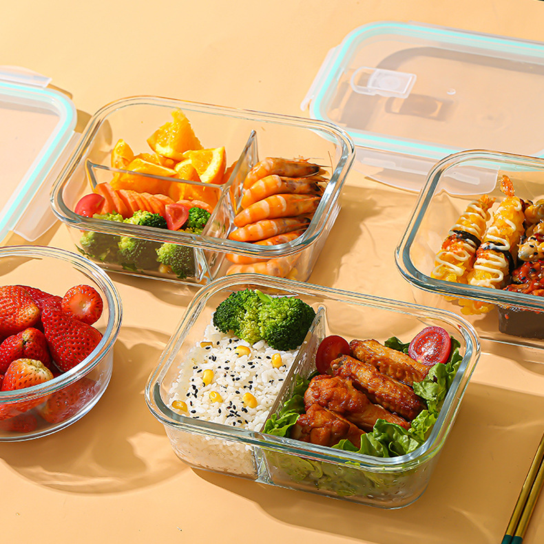 Bento Box - Glazen vershouddoos van hoog borosilicaatglas, hittebestendig,