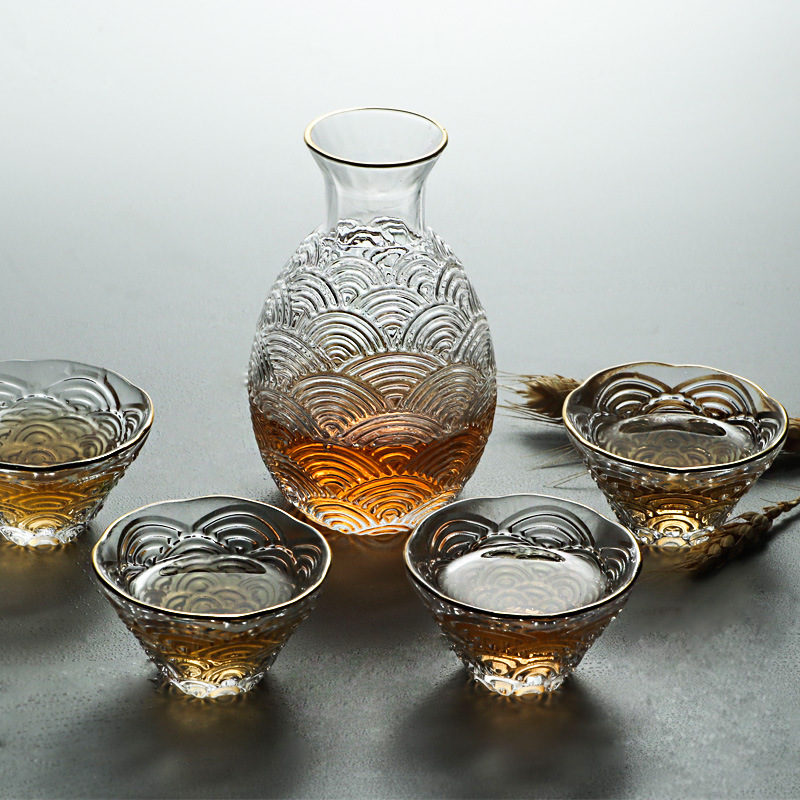 Japanese Pottery - Japanse Hammer Sake Pot Set Glazen