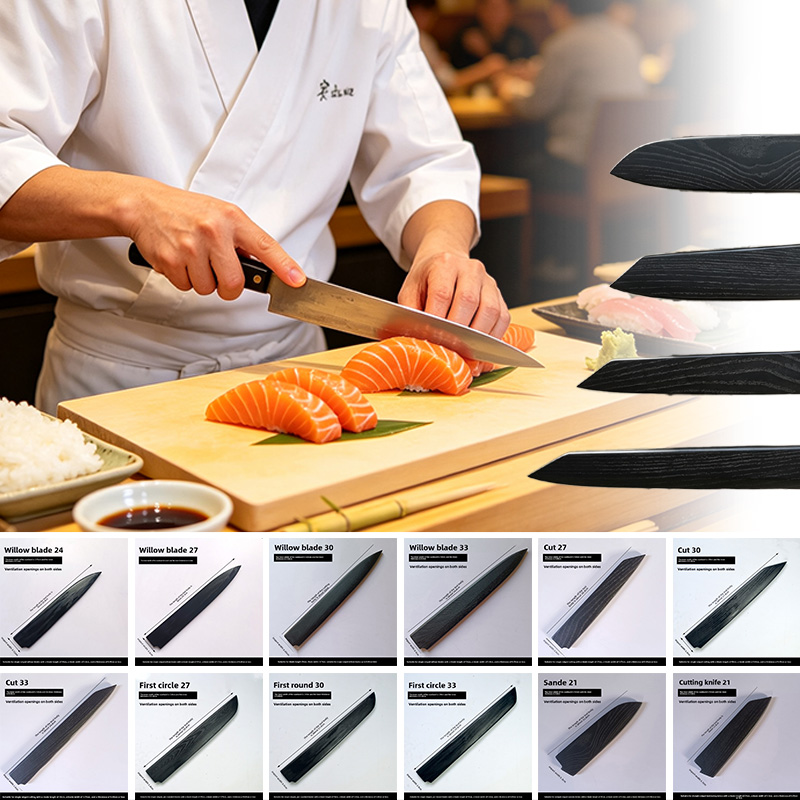 Japanese Knife - Zwarte lak eikenhouten schede voor Saya-messen,