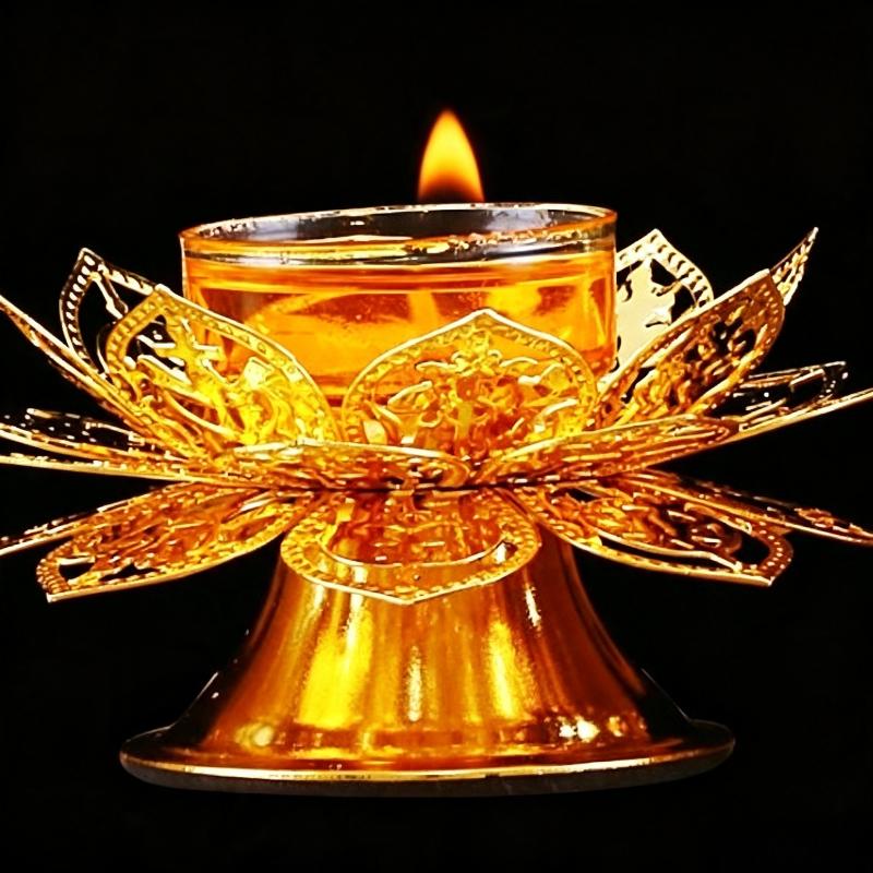 Incense Holder - Theelichthouder Goud Lotus Design Ghee Lampbrander