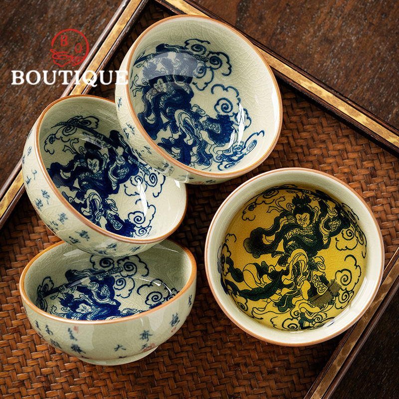 Japanese Pottery - 100Ml Oud Aardewerk Klei Blauw En