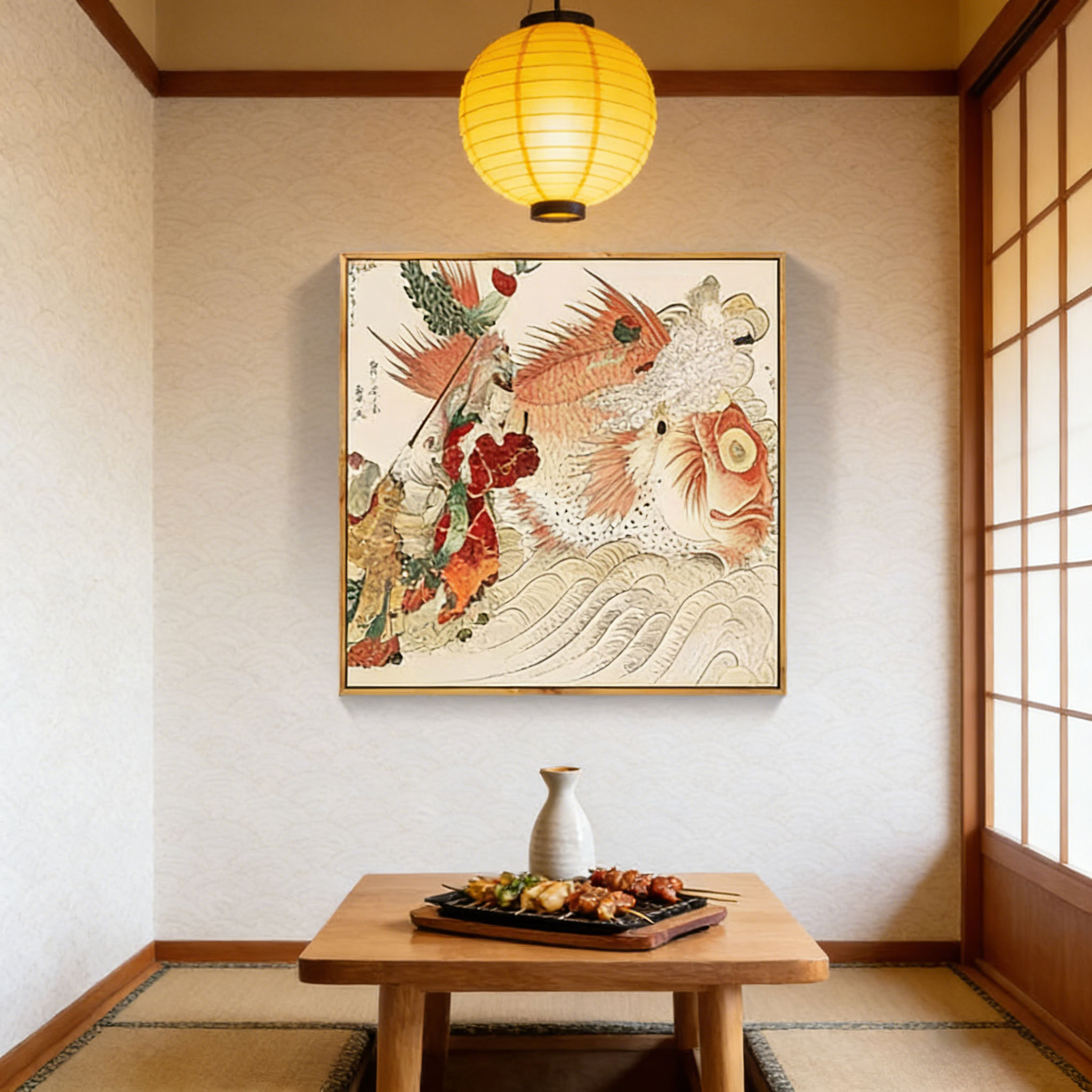 Japanse Ukiyo-e stijl kreeft c - Japanese Restaurant Lifestyle recensie en prijs